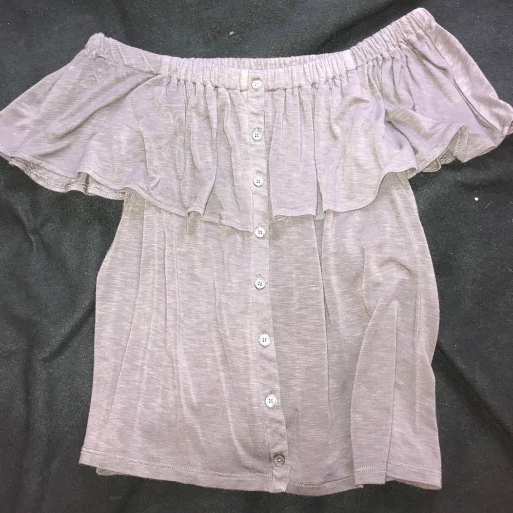 grey off the shoulder top
